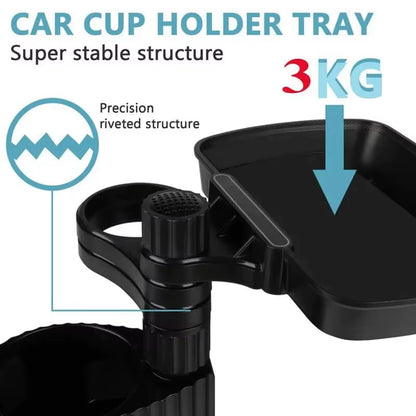 Car Cup Holder Expander Tray with Detachable Car Cup Holder Tray, Car Food Trays for Eating &Cup Holder Tray Table for Car