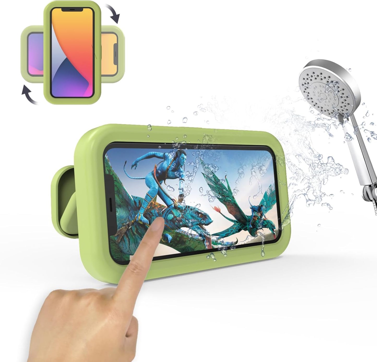 Waterproof Shower Phone Holder,360° Rotation Shower Phone Case, Angle Adjustable, Anti-Fog High Sensitivity,For Bathroom,Batheub, Kitchen Wall,Compatible with 4" - 6.8" Cell Phones