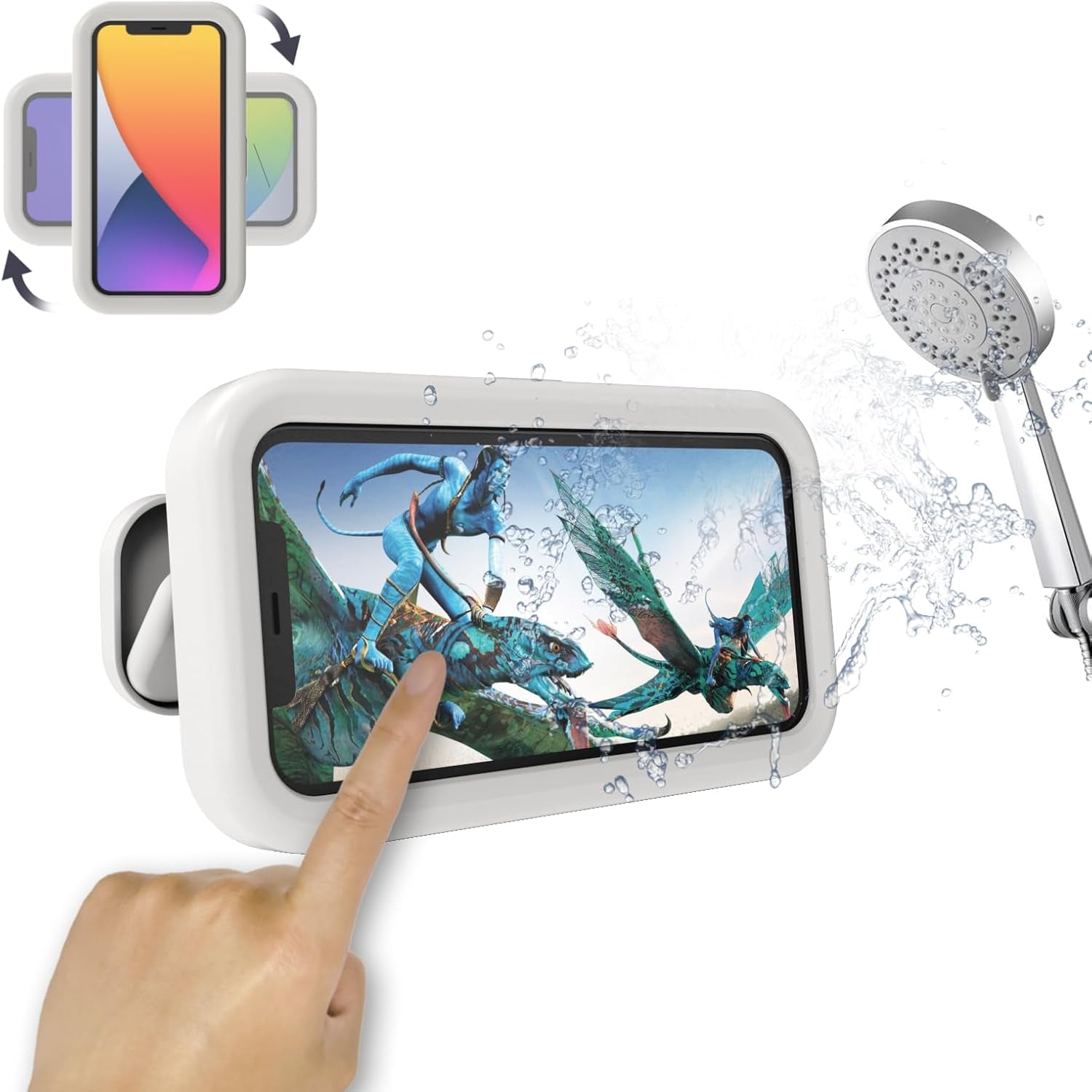Waterproof Shower Phone Holder,360° Rotation Shower Phone Case, Angle Adjustable, Anti-Fog High Sensitivity,For Bathroom,Batheub, Kitchen Wall,Compatible with 4" - 6.8" Cell Phones