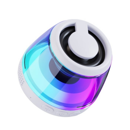 Magnetic Bluetooth Speaker,Wireless Induction Bluetooth Speaker,Mini Portable Cell Phone Stand for Iphone,Lanyard & RGB Night Light,Or Home,Outdoors,Pool,Birthday Gift (White-1Pcs)