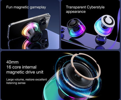 Magnetic Bluetooth Speaker,Wireless Induction Bluetooth Speaker,Mini Portable Cell Phone Stand for Iphone,Lanyard & RGB Night Light,Or Home,Outdoors,Pool,Birthday Gift (White-1Pcs)