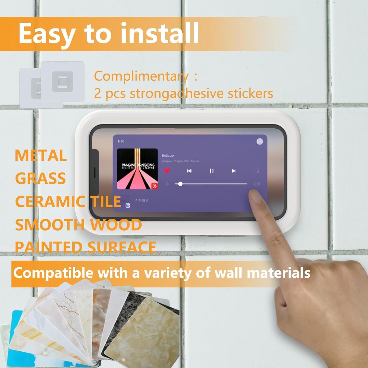 Waterproof Shower Phone Holder,360° Rotation Shower Phone Case, Angle Adjustable, Anti-Fog High Sensitivity,For Bathroom,Batheub, Kitchen Wall,Compatible with 4" - 6.8" Cell Phones