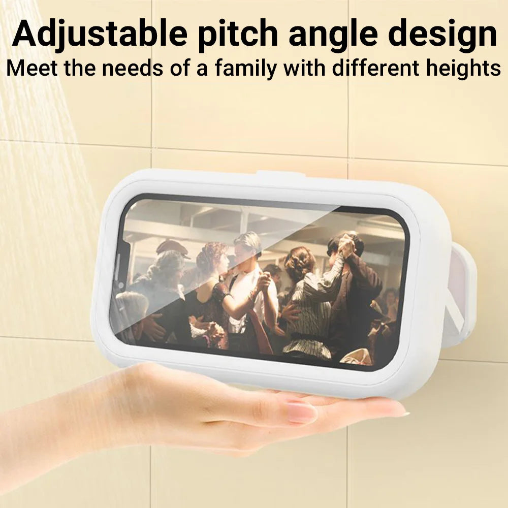 Waterproof Shower Phone Holder Rotation Angle Adjustable Telescoping Wall Mount Phone Holder for Bathroom Kitchen Bracket Stand